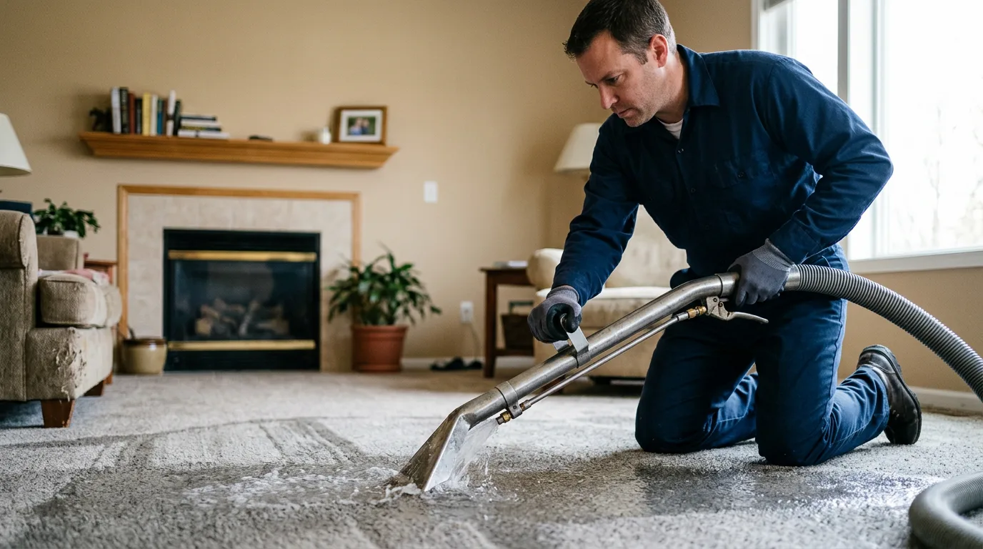 Water damage restoration technician working near Leander, TX